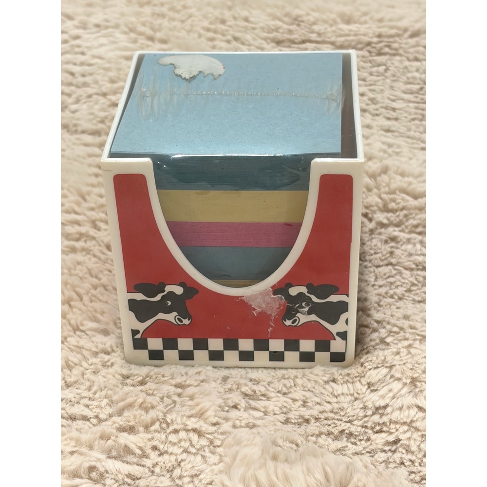 VINTAGE NEW Rare Lisa Frank Stationery Cube Cow Checkered Milk P531 SEALED 90s